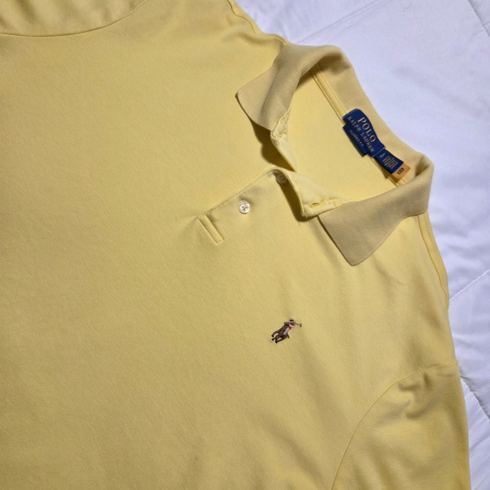 Polo Ralph Lauren Mens Classic Fit Yellow Cotton Short Sleeve Polo Shirt Large